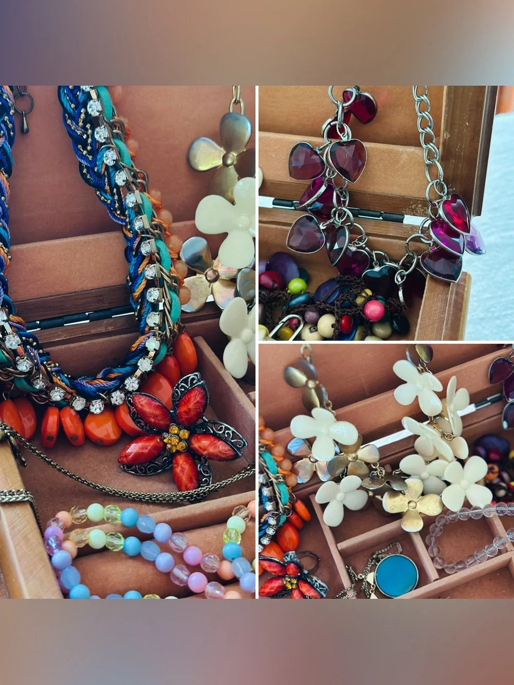 Vintage jewelry box with jewelry